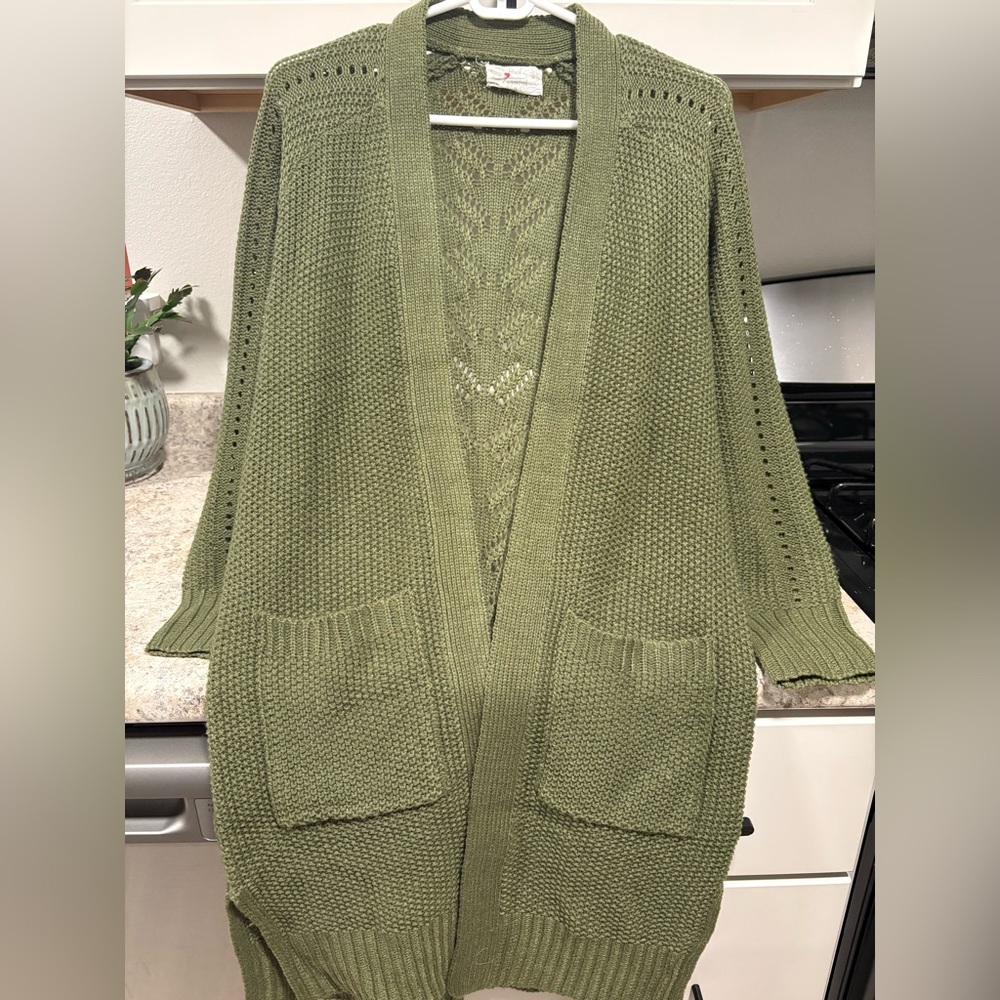 Poof Apparel Knit Cardigan Like NWOT Olive Green